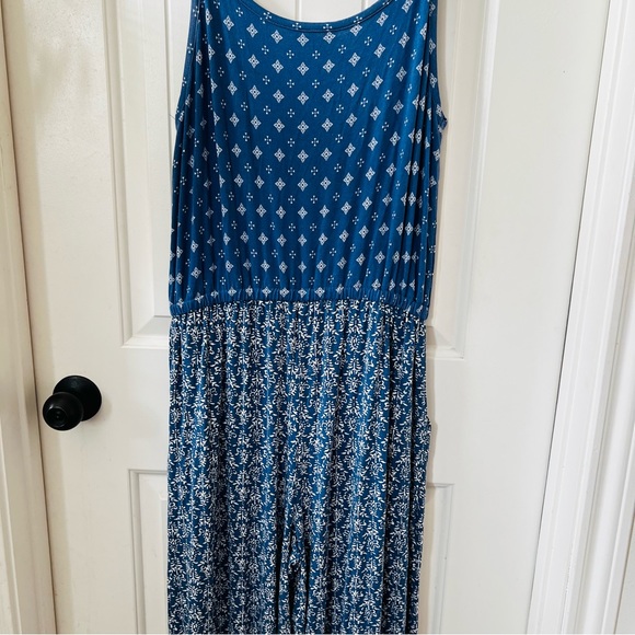 Matilda Jane Blue Colorful Floral Print Lets Go Together Open Road Jumpsuit Maxi - Picture 9 of 14